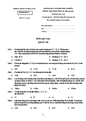 Đề kiểm tra năng lực đầu vào môn Toán Lớp 6 - Mã đề 128 - Năm học 2021-2022 - Phòng giáo dục và đào tạo Bắc Ninh